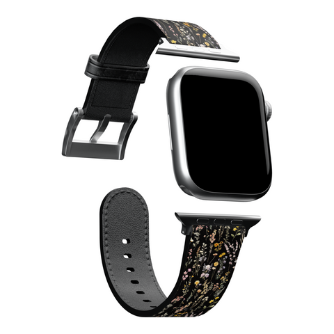 Black Watercolor Botanical Flowers Apple Watch Band for Apple Watch - The Urban Flair (Feat)