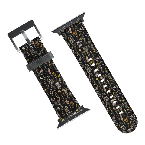 Black Watercolor Botanical Flowers Apple Watch Band for Apple Watch - The Urban Flair (Feat)
