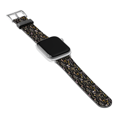 Black Watercolor Botanical Flowers Apple Watch Band for Apple Watch - The Urban Flair (Feat)