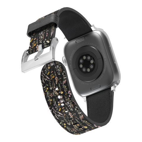 Black Watercolor Botanical Flowers Apple Watch Band for Apple Watch - The Urban Flair (Feat)