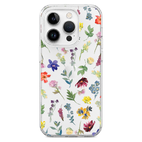 Wildflower Garden Phone Case For iPhone 17 16 15 14 13 12 7 8 SE Galaxy S26 S25 shown on iPhone 14 Pro