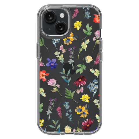 Wildflower Garden Phone Case For iPhone 17 16 15 14 13 12 7 8 SE Galaxy S26 S25 shown on iPhone 15