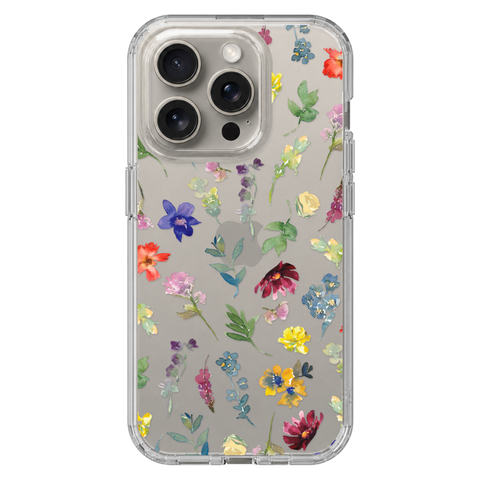 Wildflower Garden Phone Case For iPhone 17 16 15 14 13 12 7 8 SE Galaxy S26 S25 shown on iPhone 15 Pro