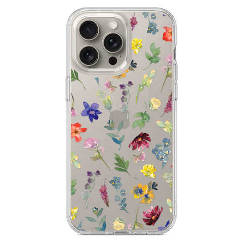 Wildflower Garden Phone Case For iPhone 17 16 15 14 13 12 7 8 SE Galaxy S26 S25 shown on iPhone 15 Pro Max
