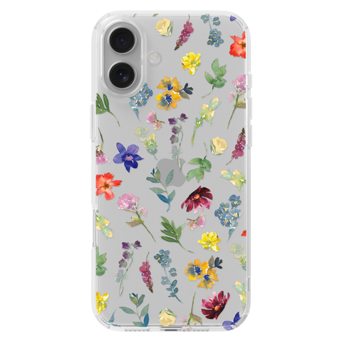 Wildflower Garden Phone Case For iPhone 17 16 15 14 13 12 7 8 SE Galaxy S26 S25 shown on iPhone 16 Plus