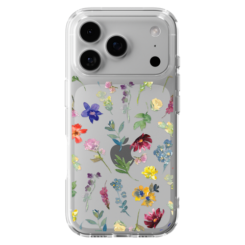 Wildflower Garden Phone Case For iPhone 17 16 15 14 13 12 7 8 SE Galaxy S26 S25 shown on iPhone 17 Pro
