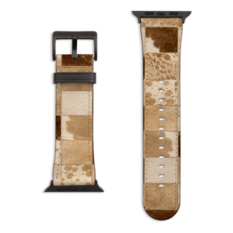 Y2K Blonde Cow Print Apple Watch Band with Matte Black hardware