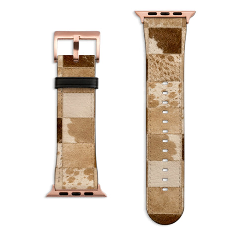 Y2K Blonde Cow Print Apple Watch Band with Matte Rose Gold hardware