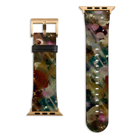 Y2K Whimsigoth Abstract Art Apple Watch Band with Matte Gold hardware