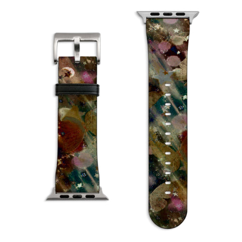 Y2K Whimsigoth Abstract Art Apple Watch Band with Matte Silver hardware