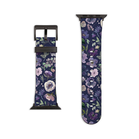 Purple Watercolor Flowers Apple Watch Band