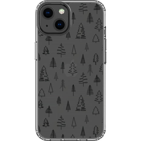 Minimal Christmas Trees Clear Phone Case
