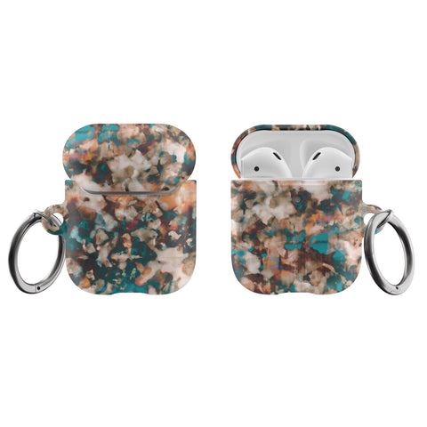 Teal Tortoise Shell Print Airpods Case