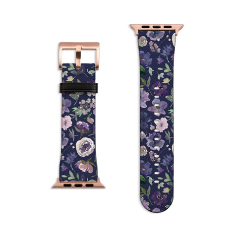 Purple Watercolor Flowers Apple Watch Band