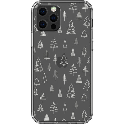 Minimal Christmas Trees Clear Phone Case