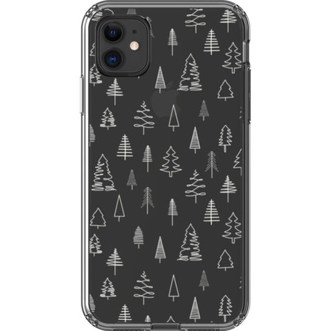 Minimal Christmas Trees Clear Phone Case