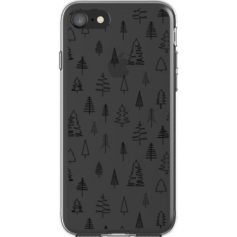 Minimal Christmas Trees Clear Phone Case