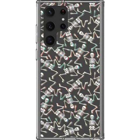 3D Glitch Grunge Skeleton Clear Phone Case Galaxy S22 Ultra exclusively offered by The Urban Flair