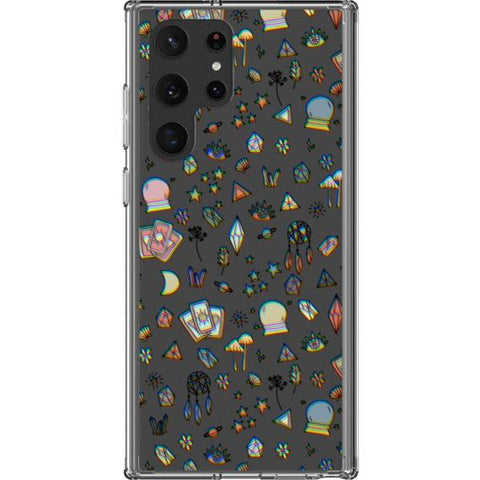 3D Glitch Mystic Doodles Clear Phone Case Galaxy S22 Ultra exclusively offered by The Urban Flair
