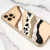 Clear phone case featuring an abstract cow print. It is available for the latest iPhone and Galaxy models Feat
