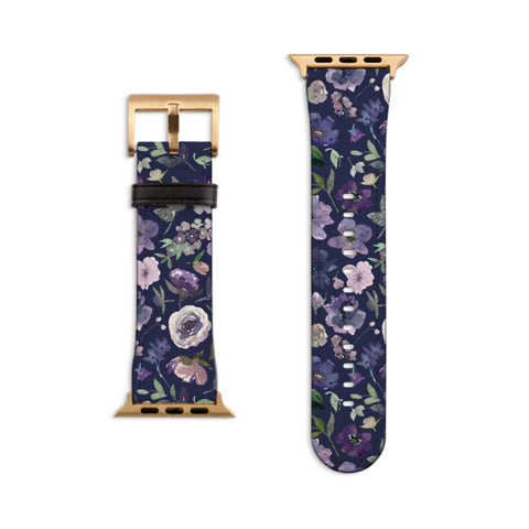 Purple Watercolor Flowers Apple Watch Band