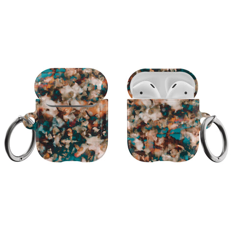 Teal Tortoise Shell Print Airpods Case
