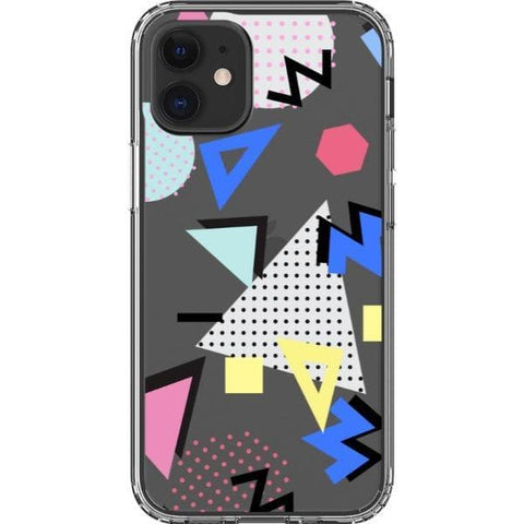 iPhone 12 Mini 90s Memphis Shapes Clear Phone Case - The Urban Flair