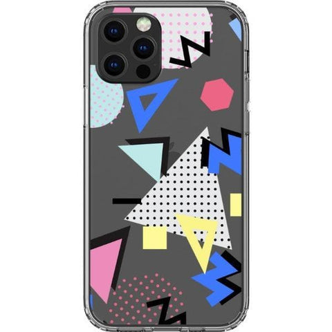 iPhone 12 Pro 90s Memphis Shapes Clear Phone Case - The Urban Flair