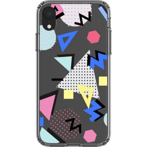 iPhone XR 90s Memphis Shapes Clear Phone Case - The Urban Flair