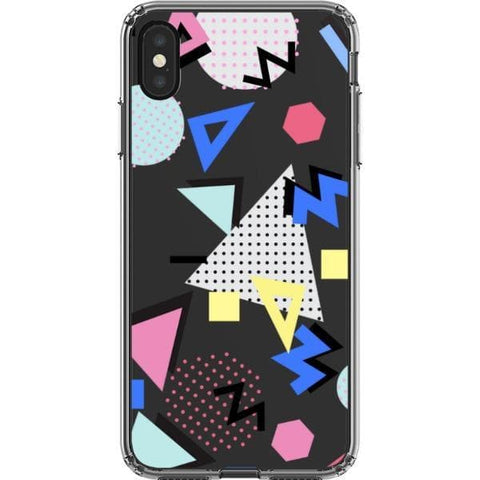 iPhone XS Max 90s Memphis Shapes Clear Phone Case - The Urban Flair