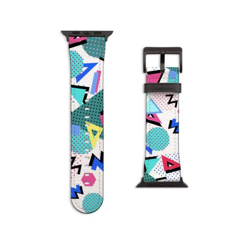 Shop The 90s Retro Memphis Apple Watch Band Exclusively at The Urban Flair - Trendy Faux/Vegan Leather iWatch Straps - Affordable Replacements Bands For Women