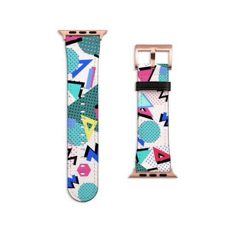 Shop The 90s Retro Memphis Apple Watch Band Exclusively at The Urban Flair - Trendy Faux/Vegan Leather iWatch Straps - Affordable Replacements Bands For Women