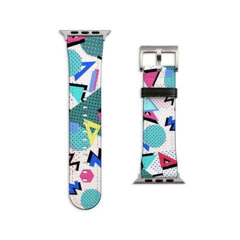 Shop The 90s Retro Memphis Apple Watch Band Exclusively at The Urban Flair - Trendy Faux/Vegan Leather iWatch Straps - Affordable Replacements Bands For Women