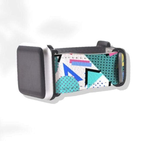 Shop The 90s Retro Memphis Apple Watch Band Exclusively at The Urban Flair - Trendy Faux/Vegan Leather iWatch Straps - Affordable Replacements Bands For Women
