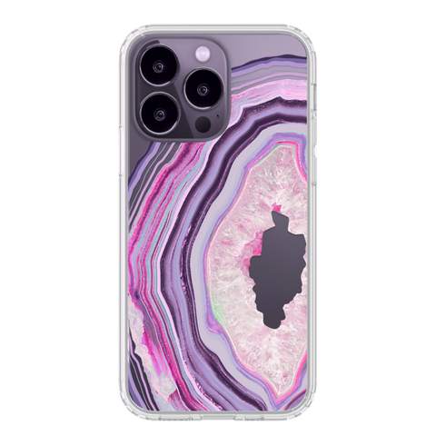 Phone Cases For Deep Purple iPhone 14 Pro With Agate Geode Slice Print Designs