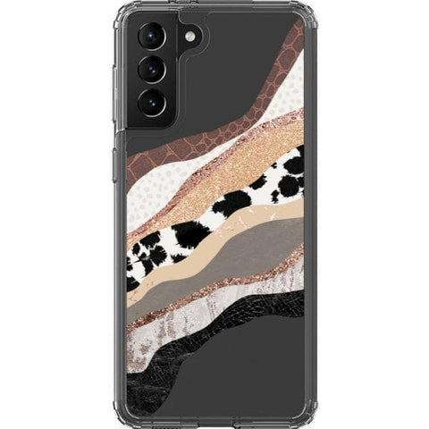 Galaxy S21 Abstract Cow Print Clear Phone Case - The Urban Flair