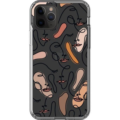 iPhone 11 Pro Color Block Abstract Line Art Faces Clear Phone Cases - The Urban Flair