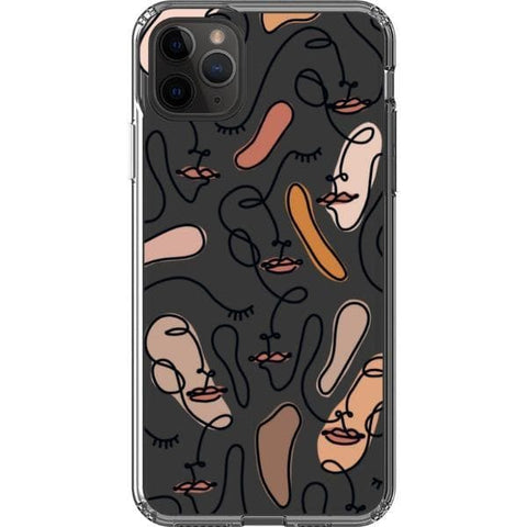 iPhone 11 Pro Max Color Block Abstract Line Art Faces Clear Phone Cases - The Urban Flair
