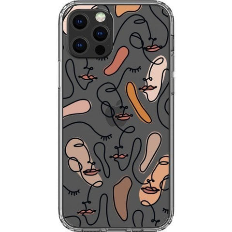 iPhone 13 Pro Color Block Abstract Line Art Faces Clear Phone Cases - The Urban Flair
