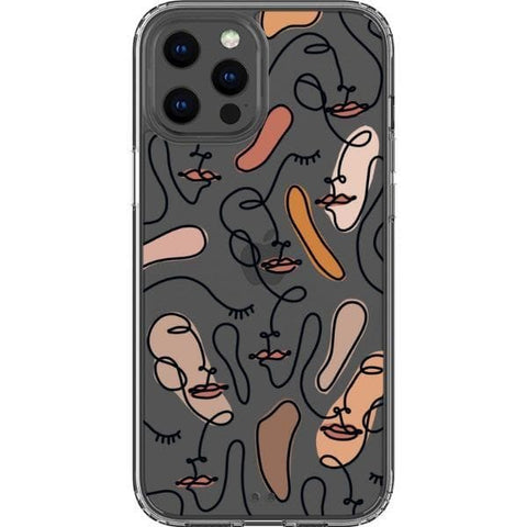 iPhone 13 Pro Max Color Block Abstract Line Art Faces Clear Phone Cases - The Urban Flair