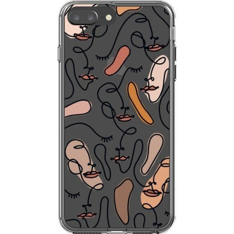 iPhone 7 Plus/8 Plus Color Block Abstract Line Art Faces Clear Phone Cases - The Urban Flair