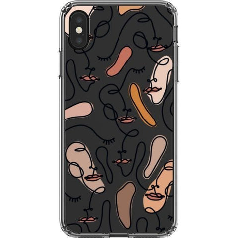 iPhone XS Max Color Block Abstract Line Art Faces Clear Phone Cases - The Urban Flair