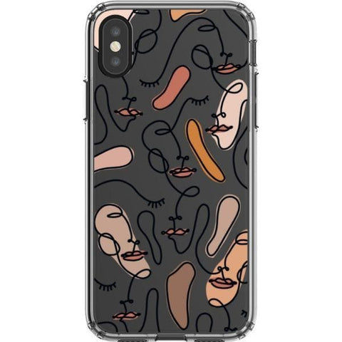 iPhone X/XS Color Block Abstract Line Art Faces Clear Phone Cases - The Urban Flair