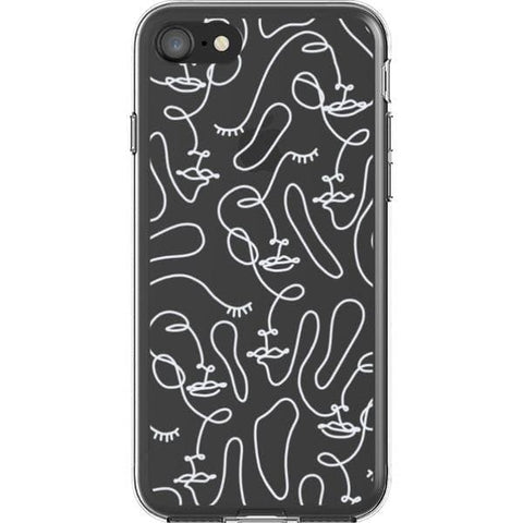 iPhone 7/8/SE 2020 White Abstract Line Art Faces Clear Phone Cases - The Urban Flair