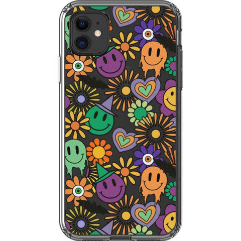 Aesthetic Halloween Smiley Face Clear Phone Case iPhone 11 exclusively offered by The Urban Flair