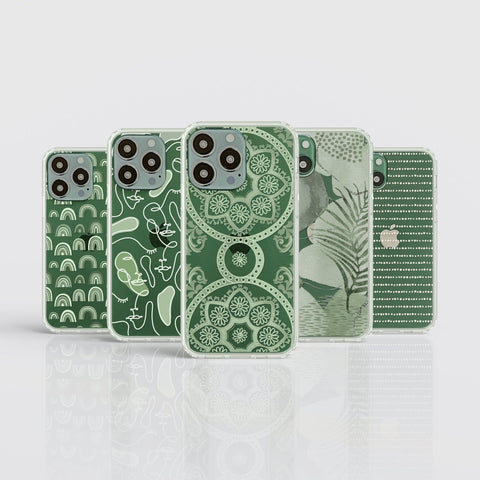 Best Phone Cases For New Alpine Green iPhone 13 Pro & 13 Pro Max, Clear Covers With Aesthetic Designs: Boho Abstract Shapes Line Art