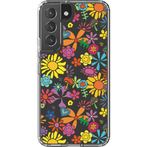 Aesthetic Retro Flowers Clear Phone Case Galaxy S22 exclusively offered by The Urban Flair