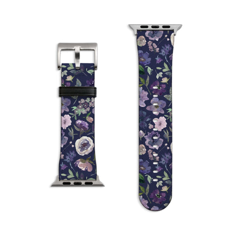 Purple Watercolor Flowers Apple Watch Band