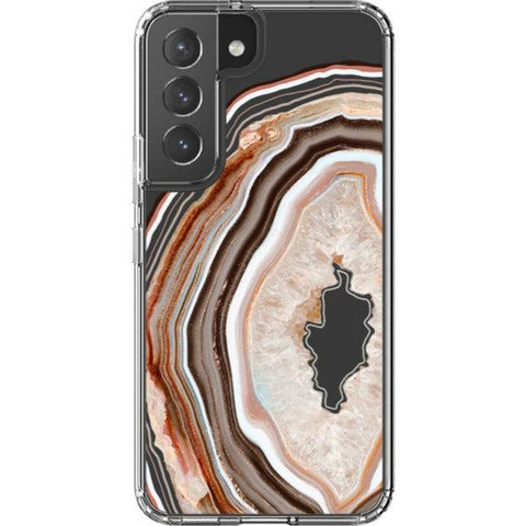 Beige Geode Slice Clear Phone Case Galaxy S22 exclusively offered by The Urban Flair