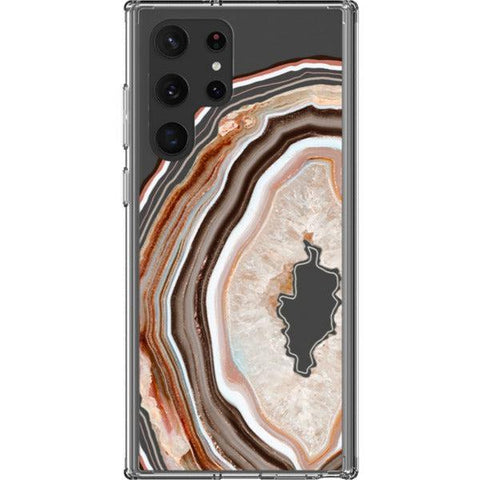 Beige Geode Slice Clear Phone Case Galaxy S22 Ultra exclusively offered by The Urban Flair